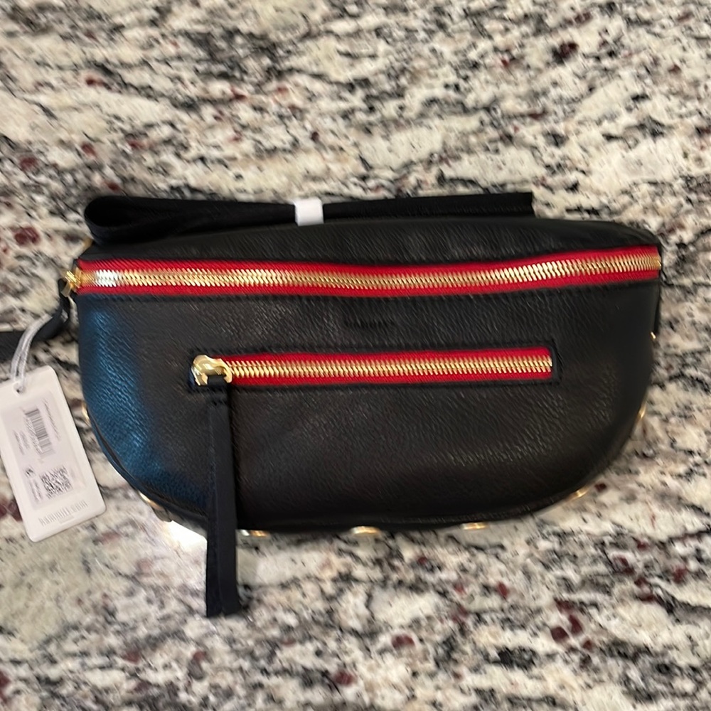 Hammitt Black Crossbody Bag with Red Trim